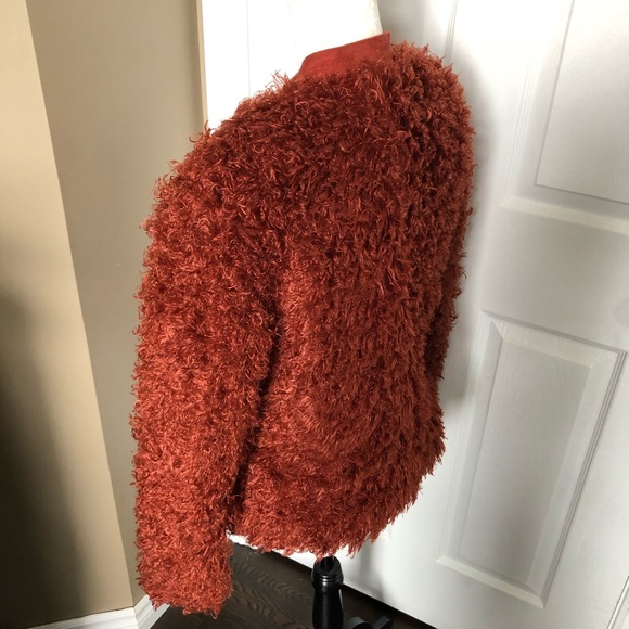 Guess fire orange-red fuzzy jacket - Picture 7 of 9